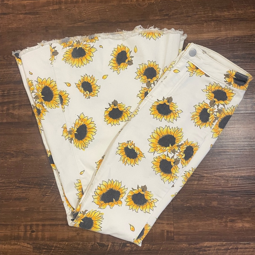Free People Sunflower Print Jeans